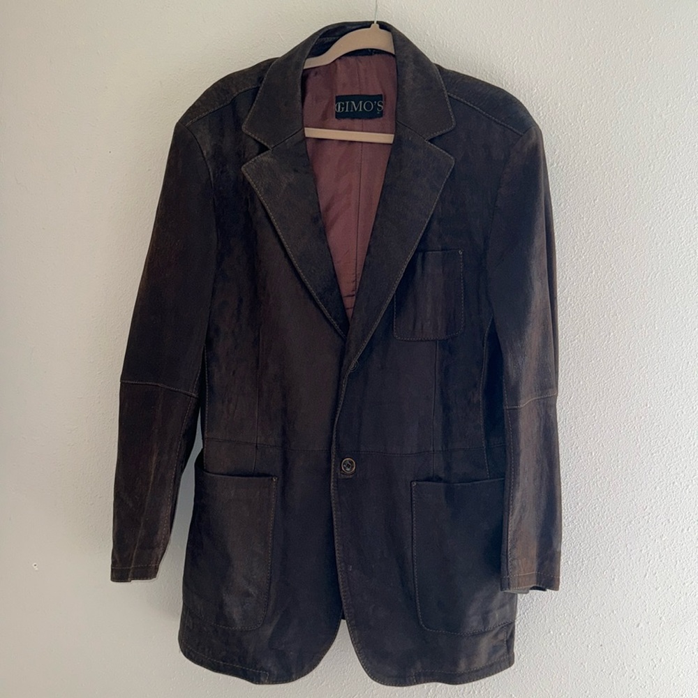 GIMO’S 100% Pelle Brown Leather Lined Button Up Drivng Jacket L Excellent Cond!